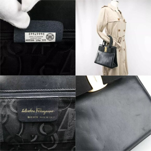 Authentic Salvatore Ferragamo Black Ribbon Leather Bag - Picture 14 of 15
